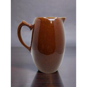 vintage 1970s hand crafted brown earthenware pitcher